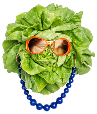 Lettuce with glasses and a necklace on