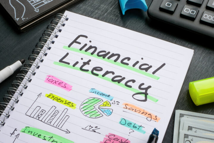 A Notebook with marks about financial literacy.
