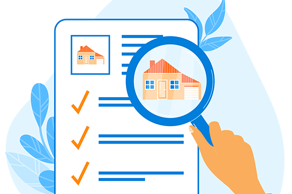 illustration of magnifying glass and mortgage document