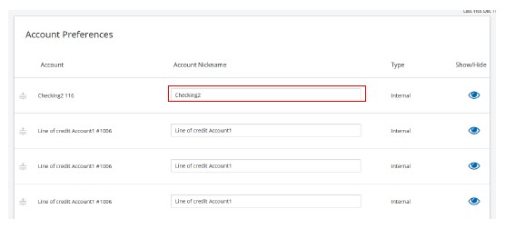 Online Banking Renaming Accounts