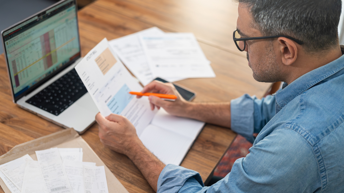 Man looking at his finances