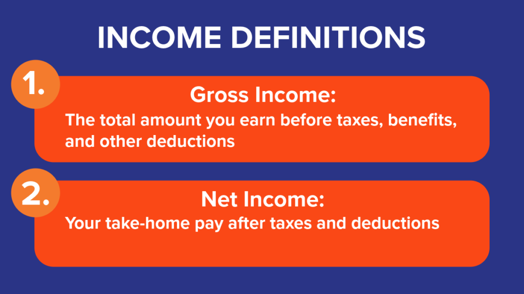 Income definitions: Gross Income and Net Income