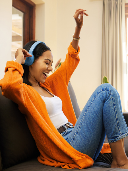Girl vibing to the music